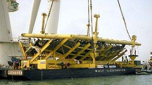 Mary Rose on barge