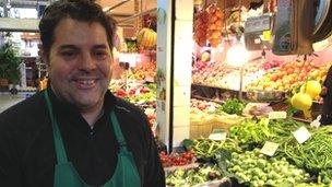 Bernardo Contesti, who owns a fruit and veg business in Santa Catalina market in Palma, Mallorca