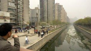 polluted waterway in Beijing