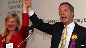 UKIP leader Nigel Farage and MEP Marta Andreasen