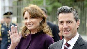 President Enrique Pena Nieto with his wife Angelica Rivera in February 2013