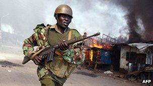 Soldier during the post-election violence in Kenya, 2007