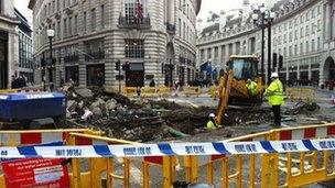Regent Street repairs on Sunday