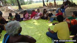Folkore experts from Chennai with Panayakottai village women in a storytelling circle