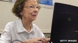 Older woman using computer