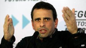 Henrique Capriles at a news conference in Caracas in January 2013