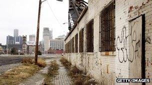 Empty street in Detroit