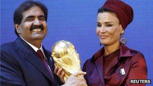 Sheikh Hamad bin Khalifa al Thani and his wife Sheikha Moza Bint Nasser al-Misnad