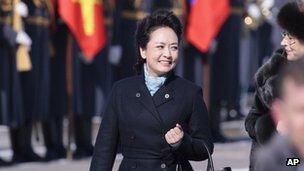 Peng Liyuan at the government airport Vnukovo II, outside Moscow, on Friday, March 22