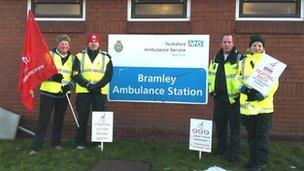 Striking ambulance workers in Leeds