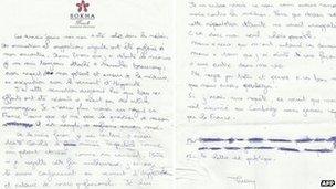 Thierry Costa's suicide note
