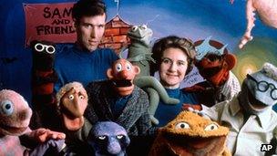 Jane and Jim Henson with Muppets