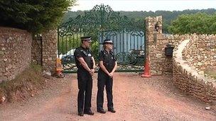 Officers outside Joss Stone's home
