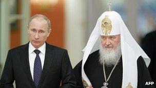 President Putin with Patriarch Kirill, 1 Feb 13