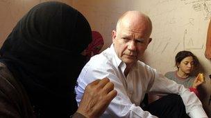 William Hague meets Syrian refugees in Jordan in 2012