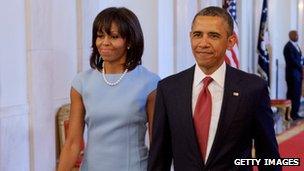 Michelle and Barack Obama at the White House, Washington DC 11 April 2013