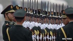 Members of the People's Liberation Army guard of honour, 15 April 2013