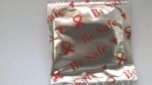 One of the impounded Chinese-made condoms