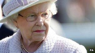The Queen at Newbury Racecourse, in Berkshire, on Saturday