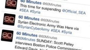 Screenshot of hacked CBS @60Minutes Twitter feed