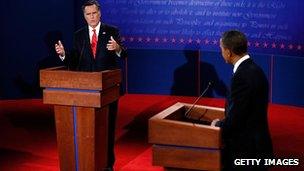 President Barack Obama and Republican challenger during the 2012 US Presidential debate