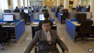 North Koreans on computers