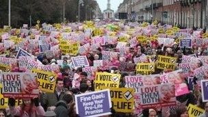 More than 25,000 people have attended an anti-abortion rally in Dublin.
