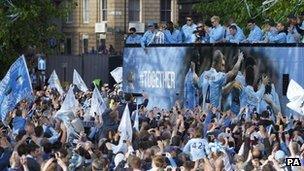 Manchester City victory parade after winning the league in 2012