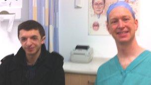 Brian Hogg with surgeon Alex Bennett
