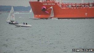 Yacht and tanker collide
