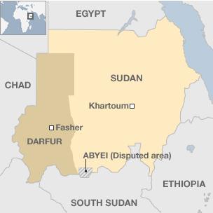 BBC Map of Sudan and South Sudan