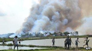 Handout taken in June 2012 and released by Human Rights Watch 22 April 2013 of violence in Rakhine