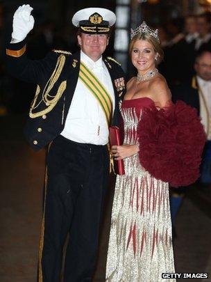 Crown Prince Willem Alexander and Princess Maxima of The Netherlands attend the Gala dinner for the wedding of Prince Guillaume Of Luxembourg and Stephanie de Lannoy at the Grand-ducal Palace on October 19, 2012 in Luxembourg, Luxembourg
