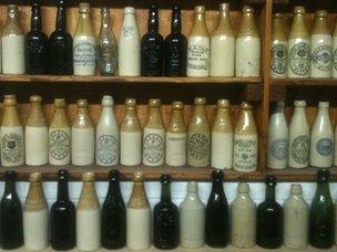 Bottles on shelves