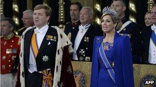 King Willem-Alexander and Queen Maxima at the inauguration in Amsterdam (30 April 2013)