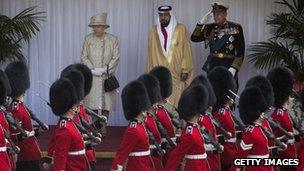 The Queen, Prince Phillip and Sheikh Khalifa Al-Nahyan