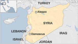 BBC map Syria and its neighbouring countries