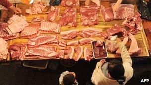 File photo: Meat at a market in China