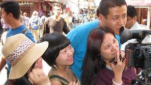 Chinese tourists in Thamel, Kathmandu, Nepal
