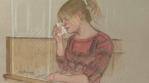Artist's drawing of Melanie Smith in court
