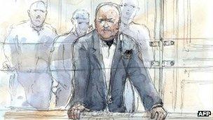 Paris courtroom sketch of Carlos the Jackal. Photo: 13 May 2013