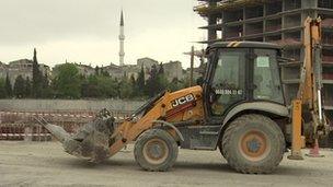 JCB on building site in Istanbul
