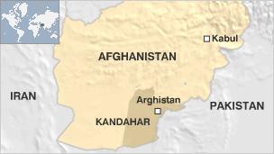 Map showing Arghistan in Afghanistan