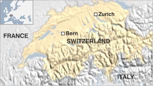 Map of Zurich and Bern in Switzerland