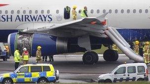 Emergency services attend plane