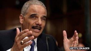 US Attorney General Eric Holder testifies before the Senate Appropriations Committee 6 June 2013