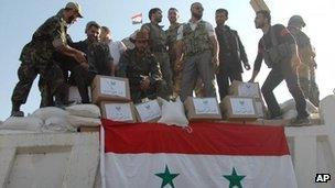 Syrian troops in Qusair, 6 June