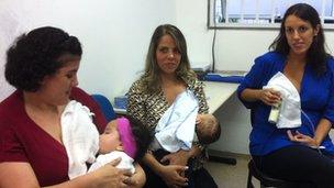 Mothers breastfeeding at Rio hospital