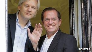 Julian Assange and Ecuador's Foreign minister, Ricardo Patino.
