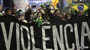 Protesters in Sao Paulo